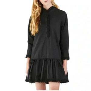 Hunter Bell Black Lace Trim Mock Neck Mini Dress